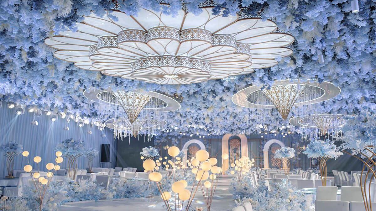 新乡婚宴注册就送58无需存款（中国）有限公司网站设计-蔚蓝星空主题宴会厅装修设计方案