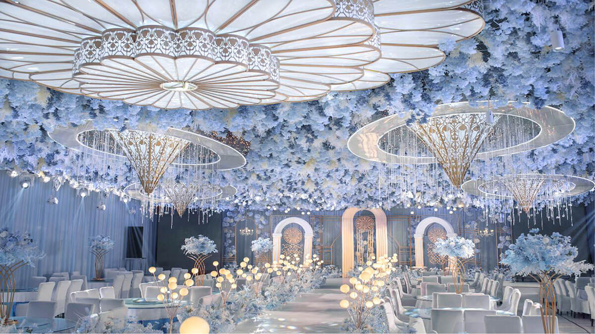 新乡婚宴注册就送58无需存款（中国）有限公司网站设计-蔚蓝星空主题宴会厅装修设计方案